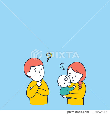 擔心或煩惱的一家三口插圖素材 97052313