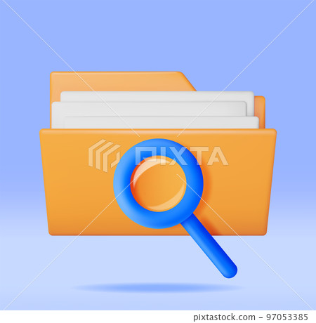 3D Document Folder with Magnifying Glass 3D Document Folder with Magnifying Glass 97053385