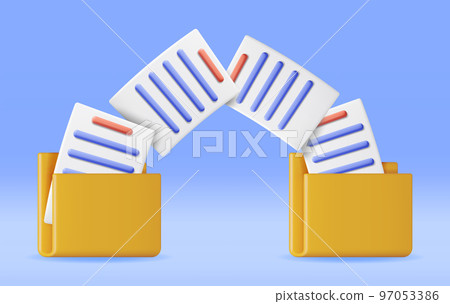 3D Business Folder Full of Papers 97053386