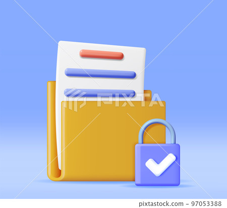 3D Document Folder with Padlock 97053388