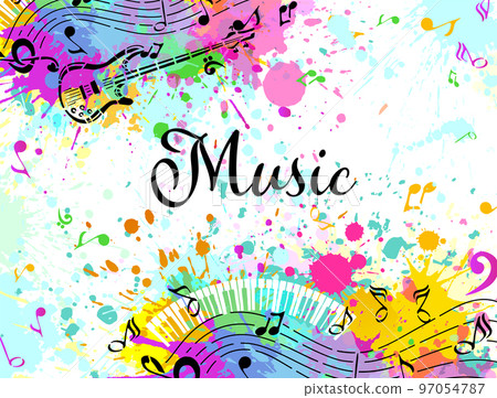 Music and snowflakes abstraction. Christmas Concer background . Vector illustration 97054787