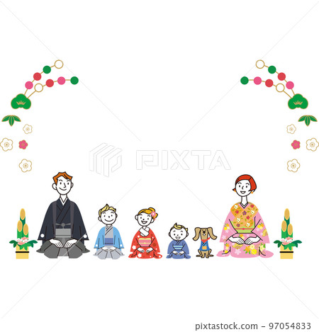 New Year's dress family illustration material 97054833