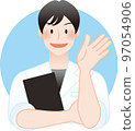 Male doctors and nurses guiding in white coats, professors, researchers, etc. 97054906