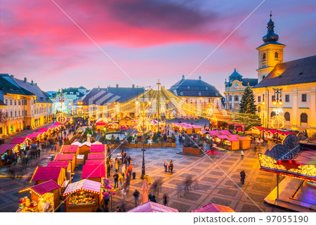Sibiu, Transylvania - Sibiu Christmas Market the most famous of Romania. 97055190
