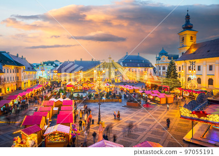 Sibiu, Transylvania - Sibiu Christmas Market the most famous of Romania. 97055191