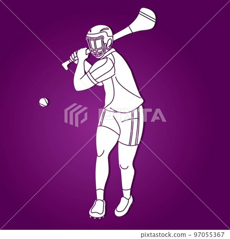 Hurling Sport Player Action Cartoon Graphic Vector 97055367
