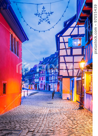 Colmar, France. Half-timebered houses on Petit Venice, Alsace. Colmar, France. Half-timebered houses on Petit Venice, Alsace. 97055439