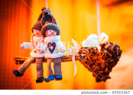 Salzburg, Austria - Winter traditional dolls ornaments for Christmas Tree, Christkindlmarkt 97055567