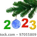Christmas tree and 2023 97055809