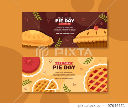 National Pie Day Banner Flat Cartoon Hand Drawn Templates Illustration National Pie Day Banner Flat Cartoon Hand Drawn Templates Illustration 97056351