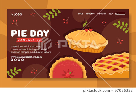 National Pie Day Social Media Landing Page Flat Cartoon Hand Drawn Templates Illustration 97056352