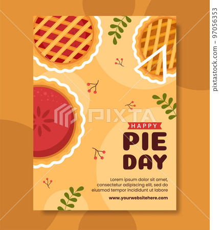 National Pie Day Poster Flat Cartoon Hand Drawn Templates Illustration 97056353