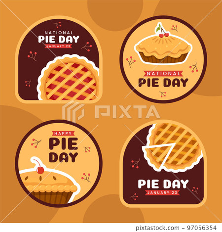 National Pie Day Label Flat Cartoon Hand Drawn Templates Illustration 97056354