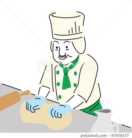 麵包師用簡單的手揉麵團 97056377