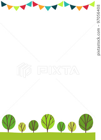 Background illustration _ tree-lined road _ white background Background illustration _ tree-lined road _ white background 97056408