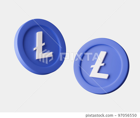 Cryptocurrency Litecoins from different viewes on white background. 3d render illustration with soft lights. Cryptocurrency Litecoins from different viewes on white background. 3d render illustration with soft lights. 97056550