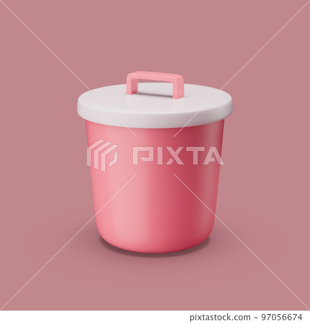 Closed plastic bin or trachcan. Simple 3d render illustration on pastel background. Closed plastic bin or trachcan. Simple 3d render illustration on pastel background. 97056674