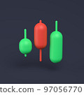 Simple candlesticks icon 3D-illustration on pastel background. Minimal concept trading cryptocurrency. 97056770