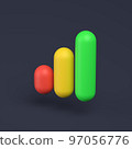 Simple graph icon with colorful rectangles 3D-illustration on pastel background. 3d render minimal concept. 97056776