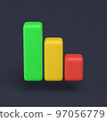 Simple graph icon with colorful rectangles 3D-illustration on pastel background. 3d render minimal concept. 97056779