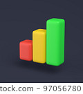 Simple graph icon with colorful rectangles 3D-illustration on pastel background. 3d render minimal concept. 97056780