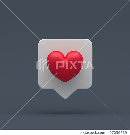 3d simple like notification on grey pastel background with clear shadow. Hight quality 3d illustration. 3d render new message love or like. 3d simple like notification on grey pastel background with clear shadow. Hight quality 3d illustration. 3d render new message love or like. 97056789