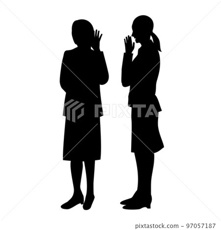 Silhouette illustration of a woman who talks secretly 97057187
