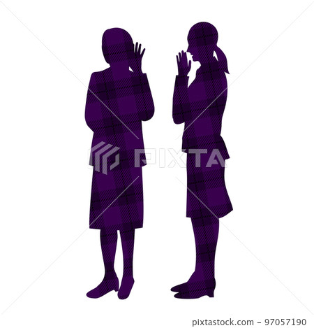 一個女人說話的秘密檢查模式的剪影插圖 97057190