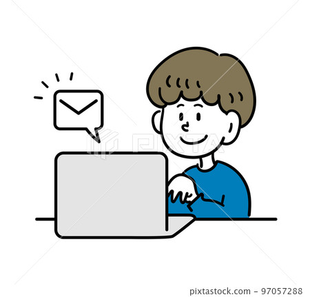 man replying to email man replying to email 97057288