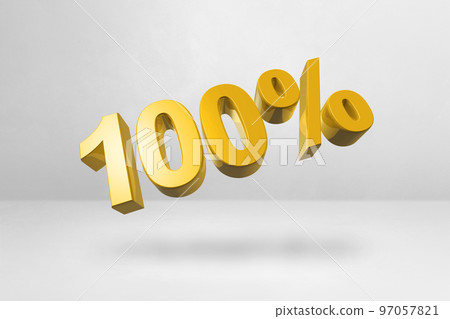 100% number. 3D illustration isolated on white 97057821