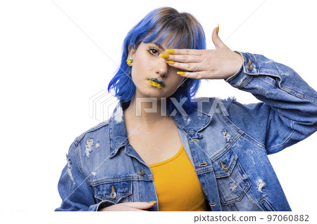 Blue and yellow woman Blue and yellow woman 97060882