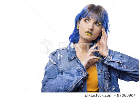 Blue and yellow woman Blue and yellow woman 97060904