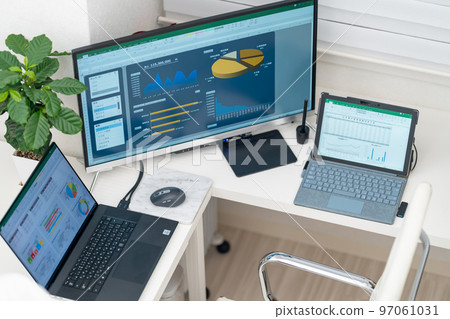 General affairs, accounting, clerical work, sales affairs, management dashboard, charts, graphs, bird's-eye view, multi-display General affairs, accounting, clerical work, sales affairs, management dashboard, charts, graphs, bird's-eye view, multi-display 97061031