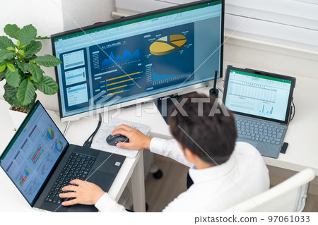 General affairs, accounting, clerical work, sales affairs, management dashboard, charts, graphs, bird's-eye view, multi-display General affairs, accounting, clerical work, sales affairs, management dashboard, charts, graphs, bird's-eye view, multi-display 97061033
