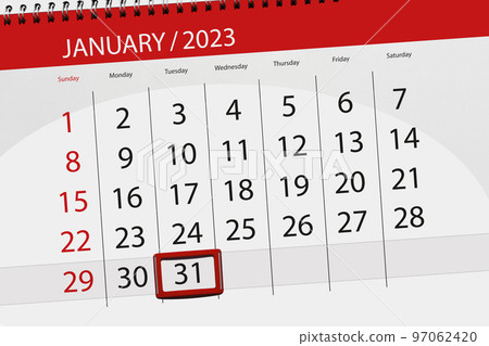 Calendar 2023, deadline, day, month, page, organizer, date, january, tuesday, number 31 97062420