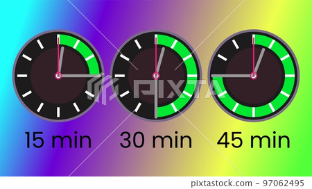 Set of timers 15, 30 and 45 min, analogue clock style Set of timers 15, 30 and 45 min, analogue clock style 97062495