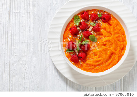 Sweet Potato Mash topped with fresh Raspberries 97063010