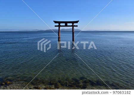 Lake Otorii at Shirahige Shrine in Takashima City Lake Otorii at Shirahige Shrine in Takashima City 97063182