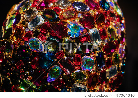 Decoration made of shiny colorful bijouterie crystals Decoration made of shiny colorful bijouterie crystals 97064016