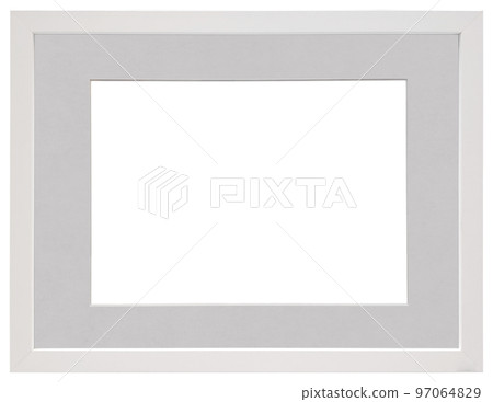 White picture frame with mat and copy space isolated on transparent background 97064829
