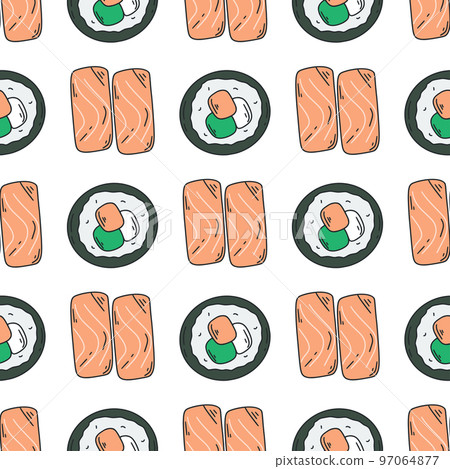 Sushi and sashimi seamless pattern 97064877