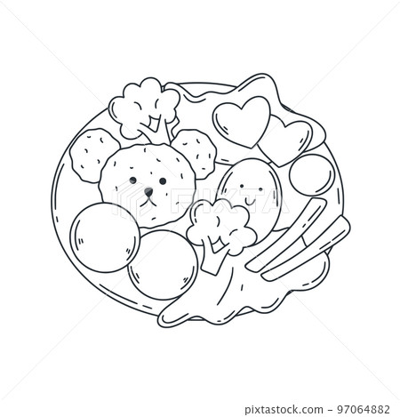 Bento kids food set doodle style illustration 97064882
