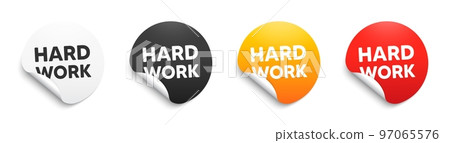 Hard work tag. Round sticker badge with offer....-插圖素材 [97065576] - PIXTA圖庫