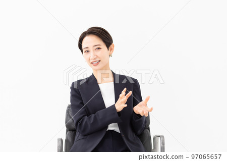 woman being interviewed woman being interviewed 97065657