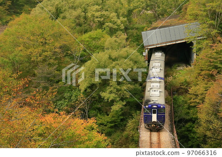Tadami line of autumn leaves 97066316
