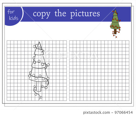 Copy the picture, Educational games for kids, Cartoon Christmas Tree 97066454