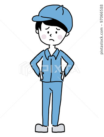 Full body of a male contractor A man wearing work clothes Full body of a male contractor A man wearing work clothes 97066588