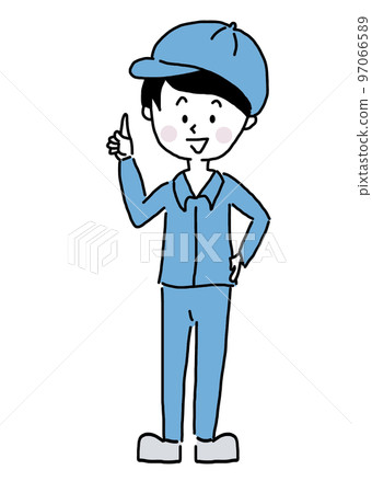 一個穿著工作服並用手指指著注意的人 一個穿著工作服並用手指指著注意的人 97066589