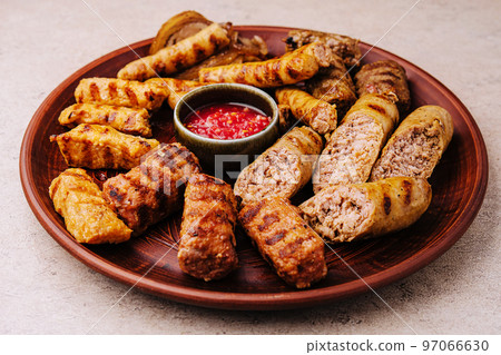 assorted barbecue of meat rolls or mici 97066630
