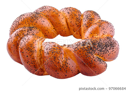 Poppy seed roll isolated against white background 97066684